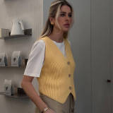 Knit V-neck Sleeveless Short Vest GFQS-2004
