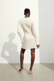 Flare Long Sleeve Knits Solid Mini Dress GFQS-DCL510