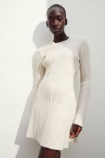 Flare Long Sleeve Knits Solid Mini Dress GFQS-DCL510