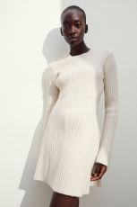 Flare Long Sleeve Knits Solid Mini Dress GFQS-DCL510