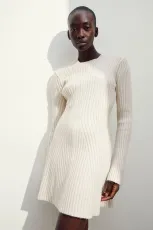 Flare Long Sleeve Knits Solid Mini Dress GFQS-DCL510