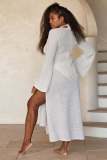 Flare Sleeve V Neck Long Beach Dress GFQS-4047
