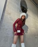 Hollow Out Knit Long Sleeve Mini Dress GFQS-0411