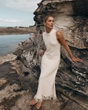 Sleeveless Knits Tassel Maxi Dress GFQS-084