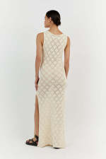Hollow Out Mesh Knit Split Maxi Dress GFQS-1205