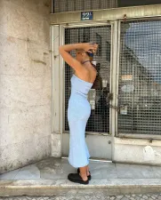 Sexy Knit Tube Tops Slim Maxi Dress GFQS-5514