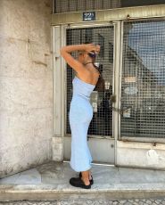 Sexy Knit Tube Tops Slim Maxi Dress GFQS-5514