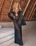 Flare Sleeve V Neck Long Beach Dress GFQS-4047