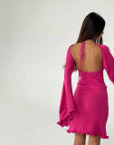 Solid Color Flare Sleeve Knits Midi Dress GFQS-P0327