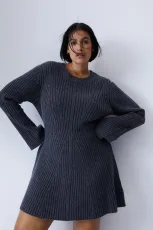 Flare Long Sleeve Knits Solid Mini Dress GFQS-DCL510