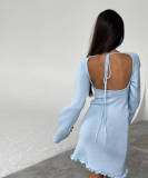 Solid Color Flare Sleeve Knits Midi Dress GFQS-P0327