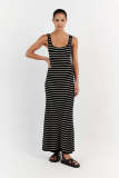 Stripe Print Knits Sleeveless Maxi Dress GFQS-1378
