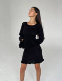 Solid Color Flare Sleeve Knits Midi Dress GFQS-P0327