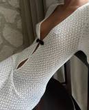 Hollow Out V-neck Split Beach Long Dress GFQS-0523