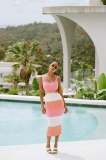 Striped Color Block Backless Knits Bandage Dress GFQS-0408