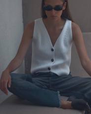 Knit V-neck Sleeveless Short Vest GFQS-2004