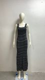 Stripe Print Knits Sleeveless Maxi Dress GFQS-1378