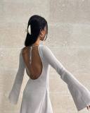 Flared Sleeve Backless Knit Slim Dress GFQS-1374