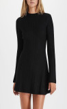 Flare Long Sleeve Knits Solid Mini Dress GFQS-DCL510