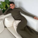 Casual Long Sleeve Knits Maxi Dress GFQS-4059