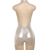 Sexy Low-cut Sleeveless V-neck Backless Romper XEF-41853