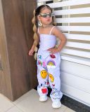 Kids Girls Sling Vest Cartoon Printed Pants Two Piece Set GYAY-M8085 