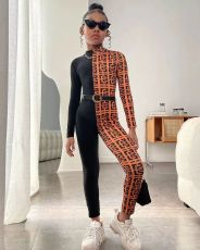 Kids Girls Long Sleeve Printed Color Block Jumpsuit GYAY-M8023 