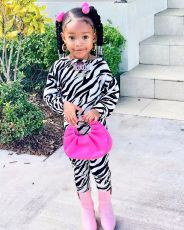 Kids Girl's Casual Zebra Print Long Sleeve Loose Suit GYAY-M8008 