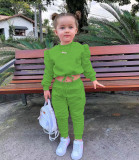 Kids Girl's Solid Color Long Sleeve Sport Sweatshirts Set GYAY-M8029 