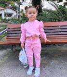 Kids Girl's Solid Color Long Sleeve Sport Sweatshirts Set GYAY-M8029 
