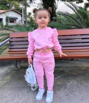 Kids Girl's Solid Color Long Sleeve Sport Sweatshirts Set GYAY-M8029 