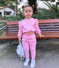 Kids Girl's Solid Color Long Sleeve Sport Sweatshirts Set GYAY-M8029 
