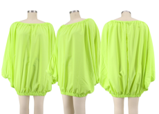Plus Size One Shoulder Long Sleeve Loose Solid Color Bubble Dress HNIF-PP026