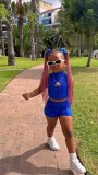 Kids Girl's Solid Color Sleeveless 2 Piece Shorts Set GYAY-M8059 
