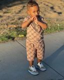 Kids Boy's Letter Print Short Sleeve 2 Piece Shorts Set GYAY-M8022 