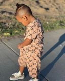 Kids Boy's Letter Print Short Sleeve 2 Piece Shorts Set GYAY-M8022 