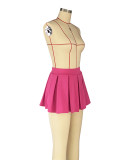 Solid Lined A-line Pleated Half-body Skirt ANDF-2417
