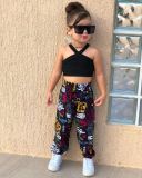 Kids Girl's Halter Vest And Print Pants Set GYAY-M8005 