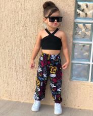 Kids Girl's Halter Vest And Print Pants Set GYAY-M8005 