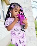 Kids Girl's Butterfly Print Short Sleeve Shorts Casual Suit GYAY-M8047 