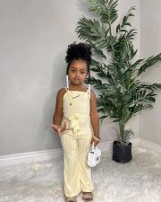 Kids Girl's Solid Color Sling Jumpsuit GYAY-M8045 