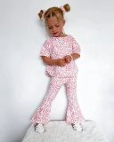 Kids Girl's Lips Print And Flare Pants 2 Piece Set GYAY-M8070 