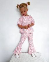 Kids Girl's Lips Print And Flare Pants 2 Piece Set GYAY-M8070 