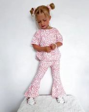Kids Girl's Lips Print And Flare Pants 2 Piece Set GYAY-M8070 