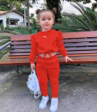 Kids Girl's Solid Color Long Sleeve Sport Sweatshirts Set GYAY-M8029 