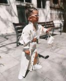 Kids Girl's Buttoned Wide Leg Pants Jacket 3 Piece Set GYAY-M8081
