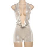 Sexy Low-cut Sleeveless V-neck Backless Romper XEF-41853