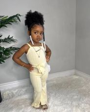 Kids Girl's Solid Color Sling Jumpsuit GYAY-M8045 