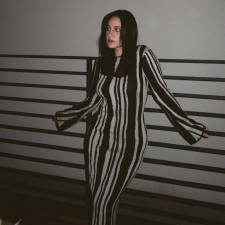 O Neck Long Sleeve Slim Print Maxi Dress GFQS-N6003