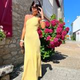 Single Shoulder Knits Fishtail Dress GFQS-1992